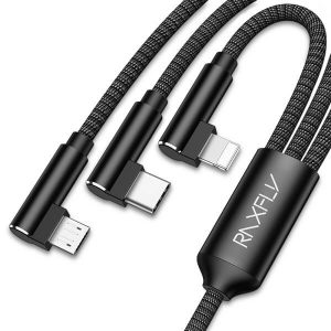 3 в 1 универсален кабел за зареждане на iOS и Android (USB Type C & Micro USB & Lightning за iPhone)
