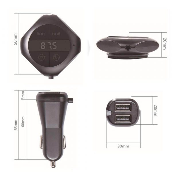 Bluetooth FM трансмитер с USB зарядно за кола, MP3 плеър - Q7S