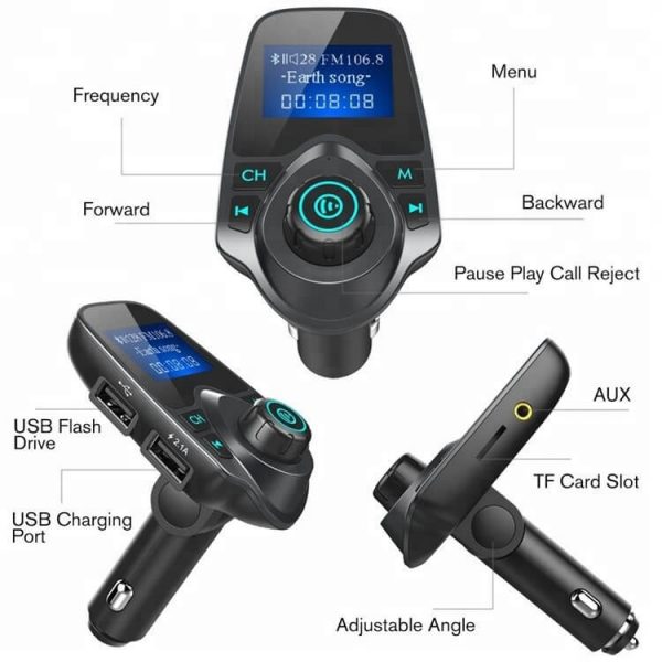 FM трансмитер с Bluetooth, зарядно за кола, MP3 плеер - T11