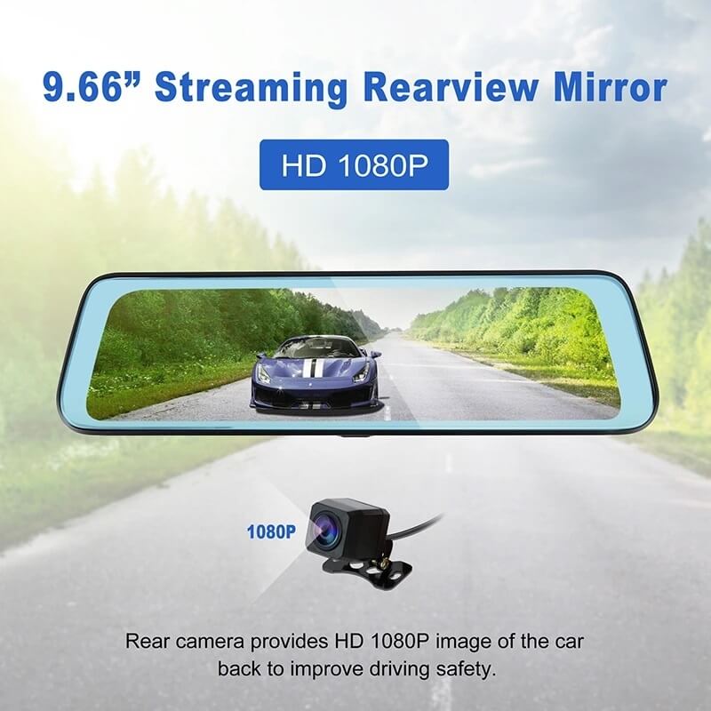 9.7 инчов видеорегистратор J66 тип огледало за кола с камера за задно виждане, 1080p