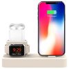 3 в 1 силиконова поставка за зареждане на Apple iPhone, Watch, AirPods, сив